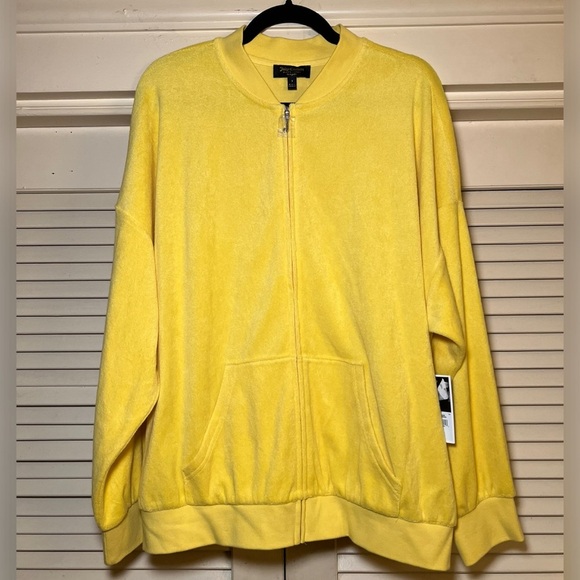Juicy Couture Jackets & Blazers - NWT Juicy Couture Black Label Terrycloth Oversized Track Jacket, size small Y2K